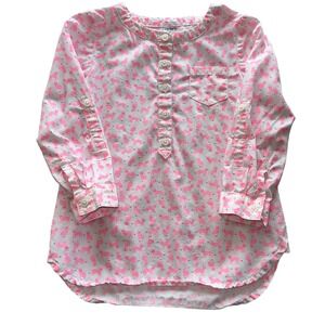 Carter's Cat Print Henley Shirt Long Sleeve‎ Top Toddler Girl Size 3T